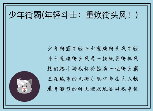 少年街霸(年轻斗士：重焕街头风！)